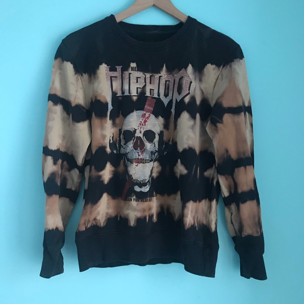 Black Keys Bleach Grunge Heavy Metal Hip Hop Gothic Skull Graphic Sweatshirt S